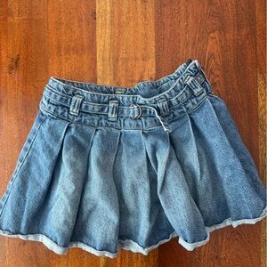 next Blue Denim Pleated Mini Skirt with Belt Loop Detail